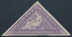 Cape of Good Hope. 1863-64. 6 d. bright mauve. Et smukt ubrugt mærke med pæne rande. SG £ 275