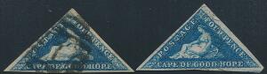 Cape of Good Hope. 1863-64. 4 d. deep blue and blue. 2 forskellige nuancer. SG 19 og 19a £ 140