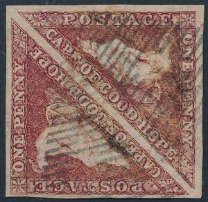 Cape of Good Hope. 1863-64. 1 d. brownish red. Smukt parstykke med brede rande. SG £ 450