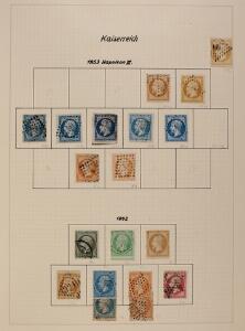 Frankrig. 1853-1975. Samling i stort springbind med mange mærker perioden igennem