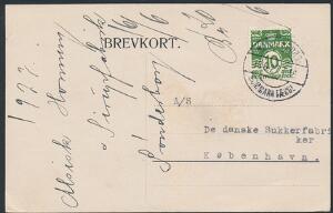 SØNDERBORG-MOMMARK FÆRGE. Godt bureaustemepl på brevkort 16.6.1927