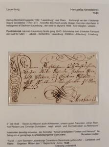 Danmark. POSTHISTORIE. Samling Præfil-breve på plancher i ringbind fra 1700-1800 tallet. indeholder i alt ca. 40 breve.