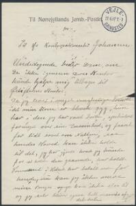 VEJLE-GRINDSTED, bro IIIe, bureaustempel på formular til Nørrejyllands Jernb.-Postkt. 27.4.1917.