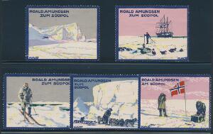 Roald Amundsen. 1911. 5 sjældne expeditionsmærker.