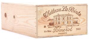 12 bts. Château La Pointe Pomerol 2003 A hfin. Owc.