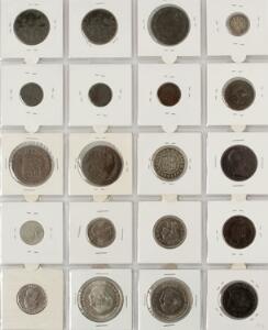 Spanien, lille samling af mønter med enkelte bedre mønter, bl.a. 2 Reales 1761, KM 388.2, 2 Reales 1775 CF, KM 412.2 med flere, i alt 60 stk. i varierende kval.
