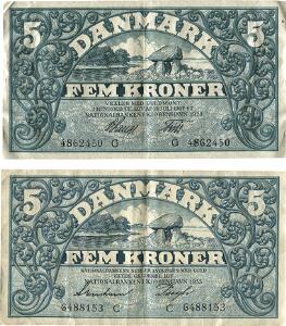 5 kr 1828, Lange  Friis, G 4862450 5 kr 1935, Lange  Pugh, C 6488153, Sieg 100, Dop 113, Pick 20. 2