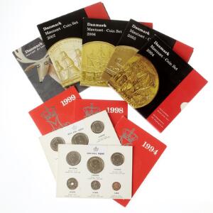 Møntsæt, Den Kgl. Mønt 1982, 1983, 1994, 1998, 1999, 2004 - 2007 samt møntsæt for Børn 2006, i alt 10 sæt