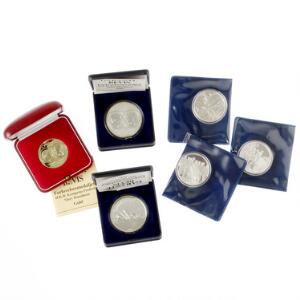 Margrethe II, medaille 2003, Au Panimex, 17,5 g 7501000, moderne medailler Ag, 5 stk. Mønthuset Danmark og Panimex, samlet 6 stk.