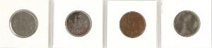 5 øre 1874 - 1921 komplet 24 stk., 1890 1-1 let renset små ks., 1913 1-1 tæringsplet, 1919 1 lidt rust, en del i dårlig kvalitet, men også pæne mønter