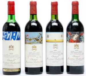 1 bt. Château Mouton Rothschild, Pauillac. 1. Cru Classé 1976 BC us.  etc. Total 4 bts.