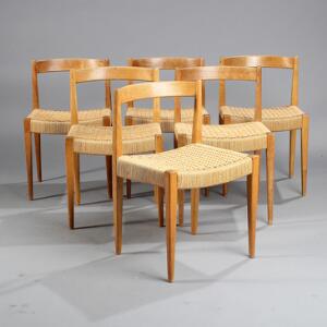 Nanna Ditzel, Jørgen Ditzel Seks stole af egetræ med sæder af flettet papirgarn. Udført hos Kold Savværk. 6