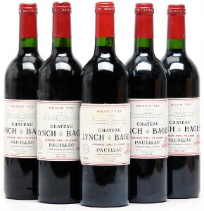1 bt. Château Lynch Bages, Pauillac. 5. Cru Classé 1989 A hfin.  etc. Total 5 bts.
