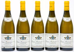 5 bts. Puligny Montrachet, 1. Cru Clavoillon, Domaine Leflaive 2003 A hfin.