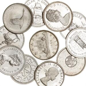 Canada, lille samling bestående af 11 stk. sølvmønter, i alt Ag 120 g 8001000 og 142 g 5001000