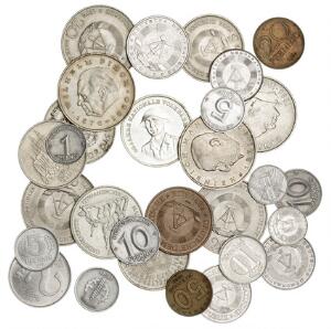 Tyskland, DDR, lille lot  bestående af 29 mønter i varierende kvalitet