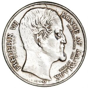 Frederik VII, speciedaler 1848, H 3 - slået i anledning af tronskiftet, pudset, små ridser etc.