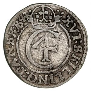 Norge, Christian IV, 1 mark 1644, NM 177, H 20, S 77