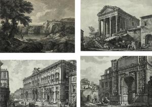 Giovanni Battista Piranesi, Domenico Cunego, m.fl. Veduta del Palazzo..., Castel Gand.. m.m. Kobberstik. Bladstørrelse 50 x 63 - 56 x 76. 4