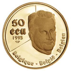 Belgien, 50 Ecu 1995, FN 50 år, Au, 15,5 g, 9991000