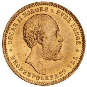 Norge, Oscar II, 20 kr 1876, NM 3, F 17
