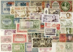 Østrig, lille lot forskellige sedler, ca. 1900 - 1990, ca. 30 stk., flere bedre typer imellem