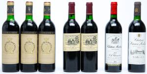 3 bts. Château Gruaud Larose, Saint - Julien. 2. Cru Classé 1985 AB ts.  etc. Total 7 bts.