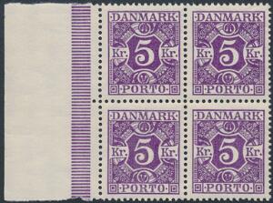 1924. 5 kr. violet. Postfrisk fireblok. AFA 1600
