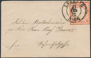 Tyskland. 1872. Lille Brystskjold, 12 Gr. single på charmerende lille brev 27.2.1872 tidlig anvendelse 