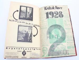 Poul Henningsen red Kritisk Revy 1926, 1927 og 1928. In all 11 issues all published. Bound with all orig. wrappers and ads.