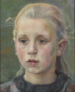 Dansk maler, ca. 1900 En pige. Usigneret. Olie på lærred lærred monteret på træ. 28 x 22. Empireramme.