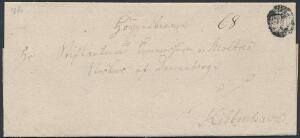 1811. Præfilatelistisk fodpostbrev sendt lokalt i København, med fodpoststempel type 3, negativ uden ring. DAKA 3A. Attest Møller.