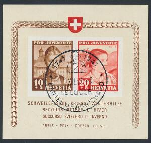 Schweiz. 1941. Pro Juventute. Stemplet miniark. Michel EURO 400