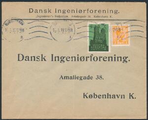 1918. Chr. X, 7 øre, orange. På firmakuvert med PAX-MÆRKAT.