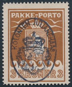 1930. Thiele. 3 kr. brun. PRAGT-mærke med perfekt retvendt stempel KOLONIEN JULIANEHAAB. AFA 2600