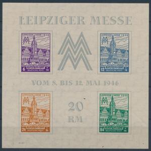 Westsachsen. 1946. Leipziger Messe. Utakket blok. Postfrisk. AFA 2000