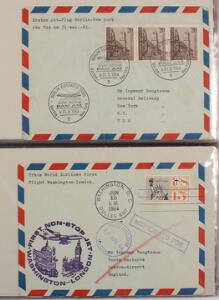 Hele verden. Luftpostbreve. 2 ringbind med ca. 140 Luftpost-forsendelser fra ca. 1940-80´erne.