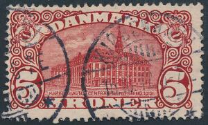 1912. 5 kr. Posthus, brunrød. Vm.III. Stemplet. AFA 1300