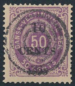 1895. 1050 Cents, violet. PRAGT-mærke med perfekt 4-ringsstempel samt i ualmindelig smuk mørk nuance.