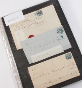 Danmark. 1854-1870. Lille lot breve med 7 breve incl. 4 fine breve med 2 sk. 1854 single