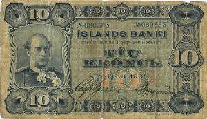Island, Islands Banki, 1. udg., 10 kr 1904, No. 080383, Sieg 16, Pick 11