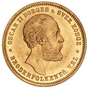 Norge, Oscar II, 20 kr  5 specidaler 1875, NM 2, F 15