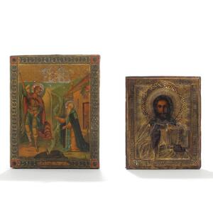 To russiske ikoner. 19.-20. årh. 18 x 15 og 22 x 18. 2.