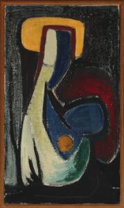 Niels Jensen Madonna, 1951. Sign., betitlet og dateret på bagsiden. 70 x 40.