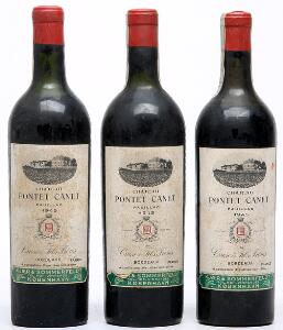 3 bts. Château Pontet Canet, Pauillac. 5. Cru Classé 1945 Bottled in DK.