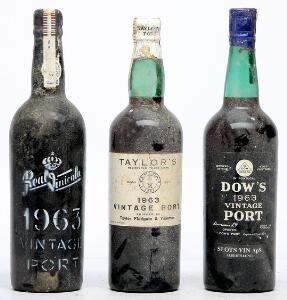 1 bt. Taylors Vintage Port 1963 Bottled in DK. AB ts.  etc. Total 3 bts.