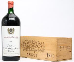 1 bt. Imp. Château Beau-Sèjour Bécot, Saint-Émilion 1. Grand Cru Classé 1970 AB ts. Owc.