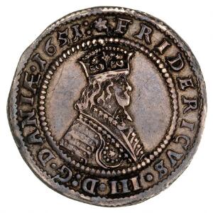 Frederik III, 4 mark  krone 1651, H 84A, S 33, Aagaard 6