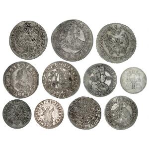 Tyskland, samling af diverse mindre sølvmønter fra bl.a. Hamburg, Köln, Sachsen, Lübeck og Salzburg, i alt 11 stk. i varierende kvalitet