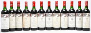 12 bts. Château Mouton Rothschild, Pauillac. 1. Cru Classé 1966 Owc.